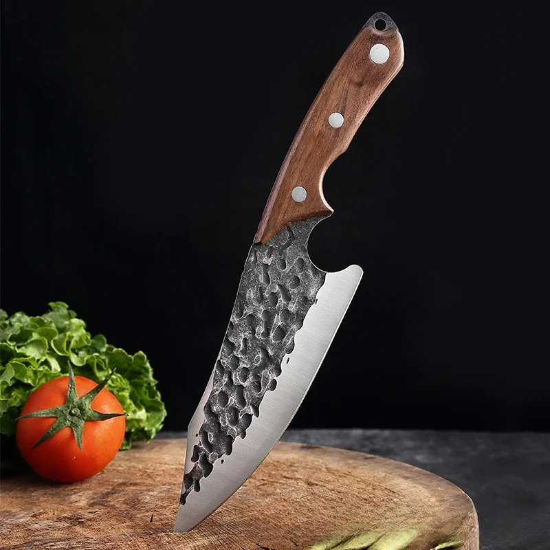 7” Boning KnifeForged Butcher's KnifeBone CuttingMeat SplittingThickened One-Piece Knife 4mm Sturdy Not BrokenWalnut Handle