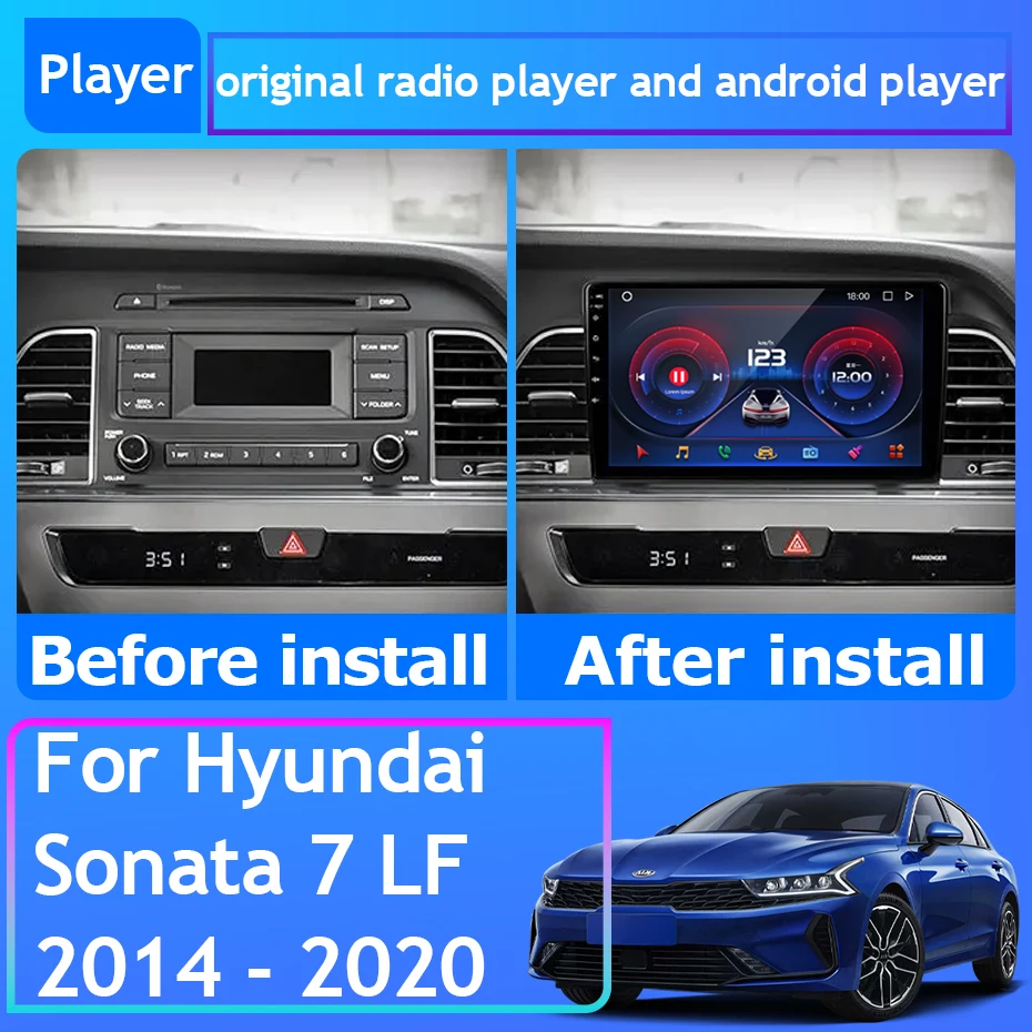 Autoradio Android Pour Hyundai Sonata 7 LF 2014 2015 2016 2017-2020 Navigation GPS Lecteur Multimédia Stéréo Automatique Sans Wifi 2 din 5G