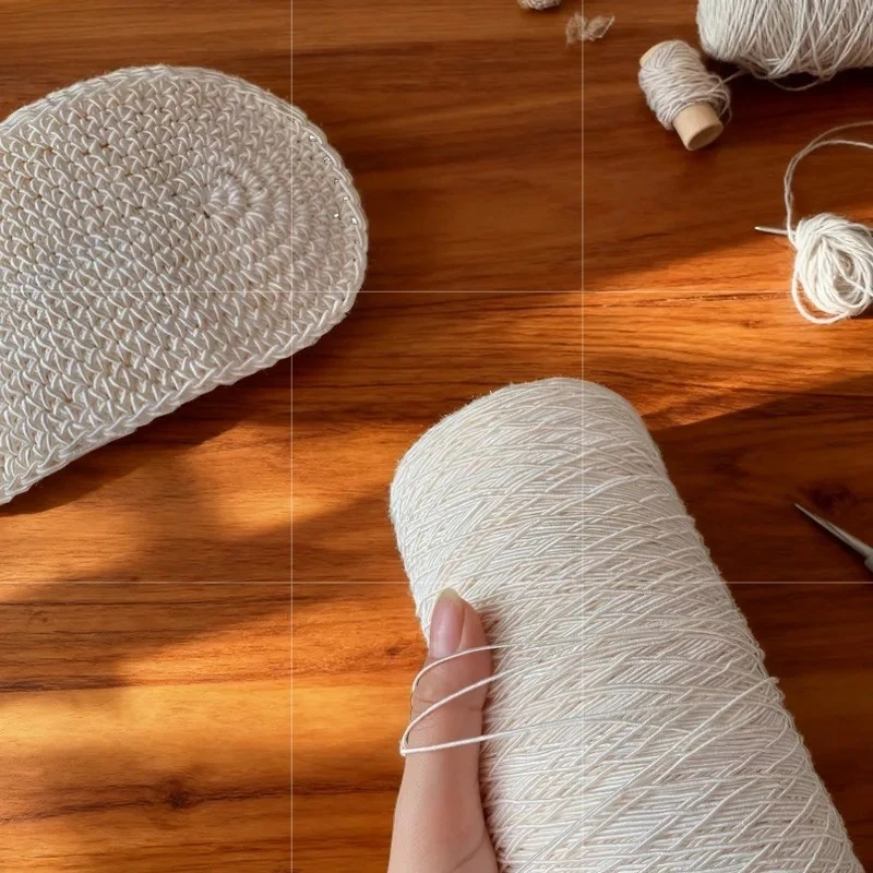 500g 1mm Off-white Linen Thread Moisture Absorption Breathability Texture Strong for Knitting Hats Shawls Storage Baskets Bags