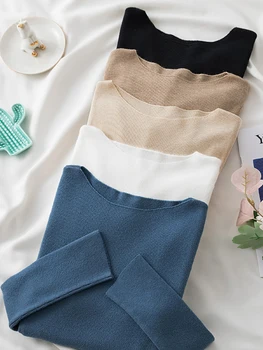 AOSSVIAO 2024 Damen-Winterpullover und schlanke Strickpullover von Tantemun, hochwertig, warm, für Damen, O-Ausschnitt, Schwarz, günstiges Oberteil