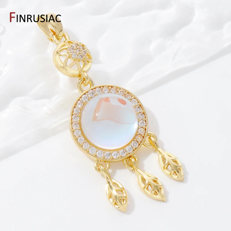 18K Gold Plated Brass Inlaid Zircon Dream Catcher Charm Pendant For DIY Necklace Making Supplies,Jewelry Pendants Accessories