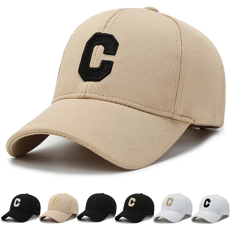 Simple Design C Letter Embroidered Baseball Cap For Women Men Snapback Summer Sun Hat Casual Adjustable Hip Hop Trucker Cap