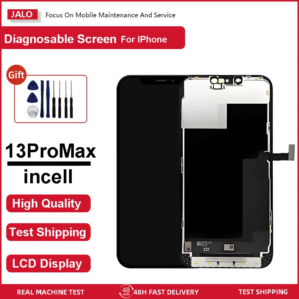 JALO Soft OLED Diagnosable Mobile Phone LCD Screen for iPhone 14 Pro Max 12 14Plus Incell Screen for iPhone 13 13Pro LCD Display