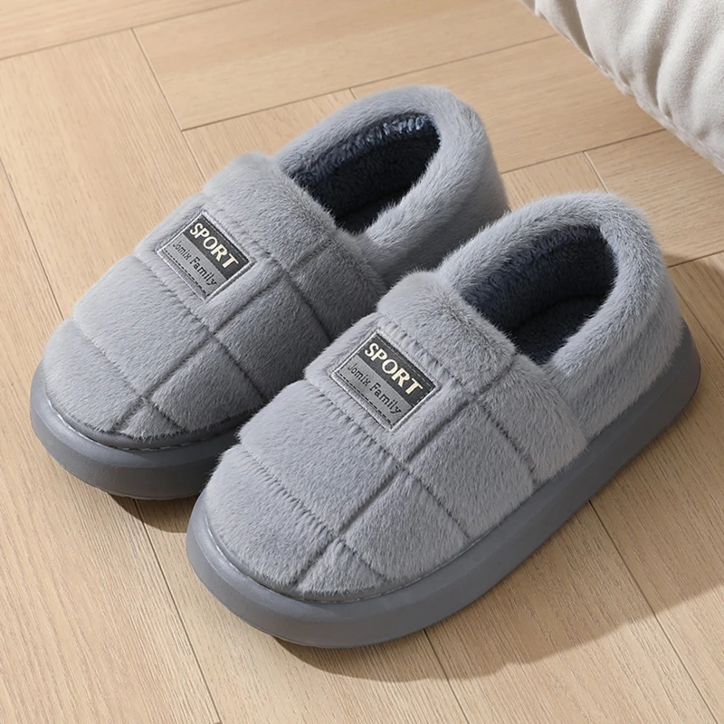 Men's Extra Large Size Bag and Cotton Slippers Winter Indoor Homewear Comfortable Cold-Resistant Plush Cotton Slippers