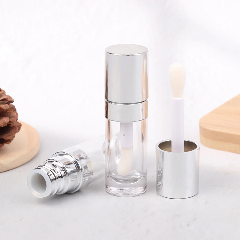 Gegalvaniseerde zilveren lipglossbuis Grote borstel Plastic lippenbalsembuis Lippenstift Mini monster cosmetische container Monsterfles