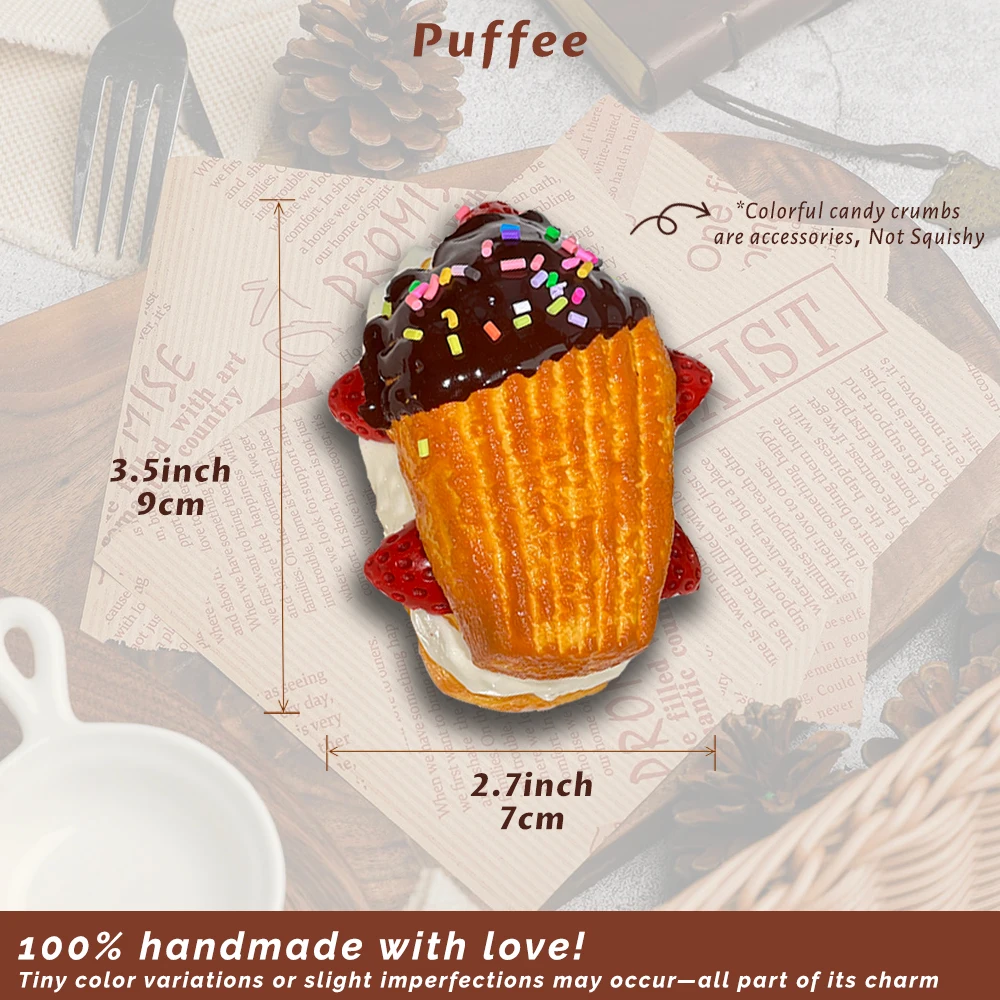 Madeleine Silikonowa zabawka Squishy klasy spożywczej, ręcznie robiona Taba Squishy, ​​kremowy miękki klej, zabawka do ściskania o powolnym powracaniu do kształtu, truskawka