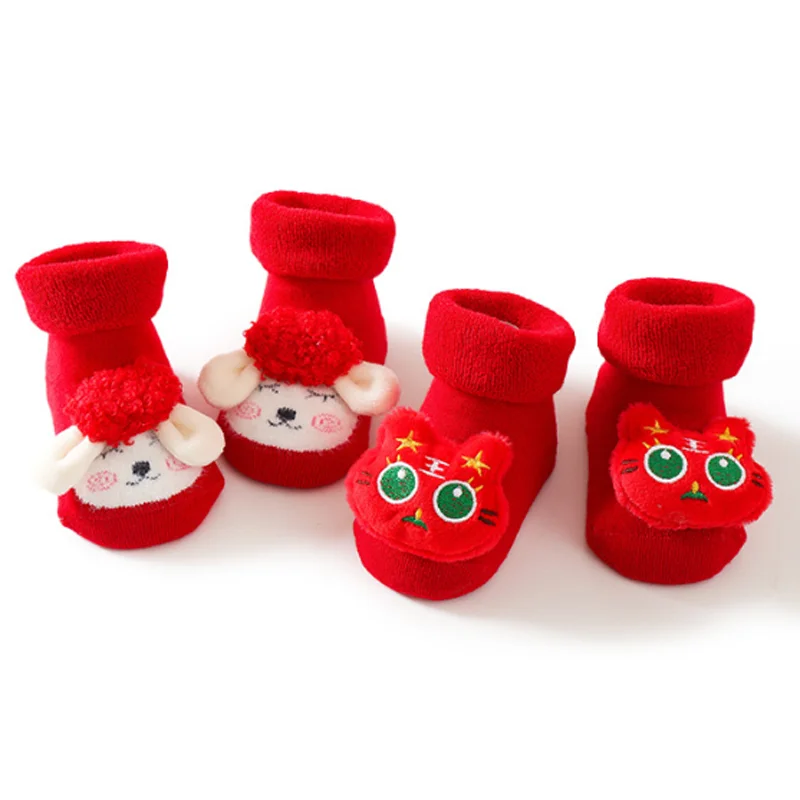 New Winter Red Thick Warm Baby and Children\'s Socks