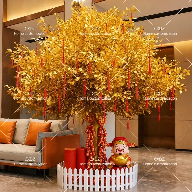 Simulation Golden Banyan Tree Money Tree Wishing Fortune Mall New Year Atmosphere Decoration Ornaments