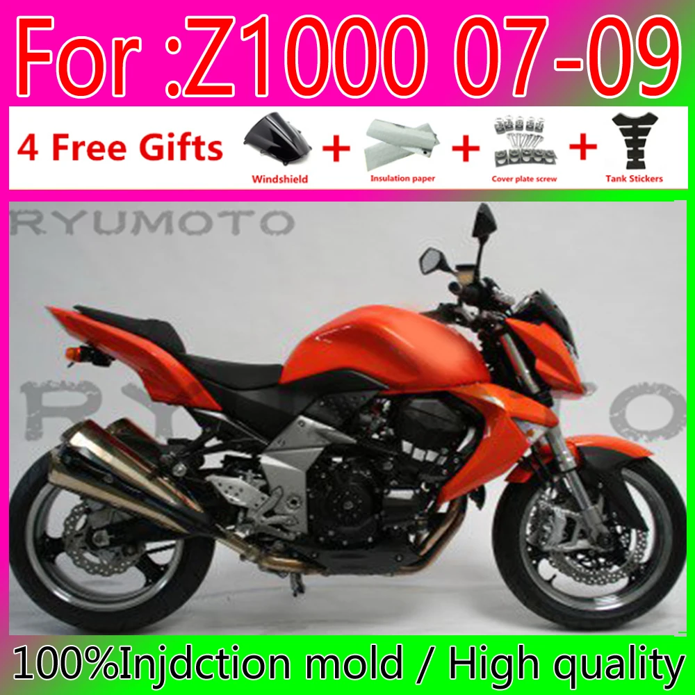 

Новинка, Обтекатели для мотоциклов из АБС-пластика для Z1000 2007 2008 2009 Z1000 07 08 09, Обтекатели для кузова из АБС-пластика оранжевого цвета
