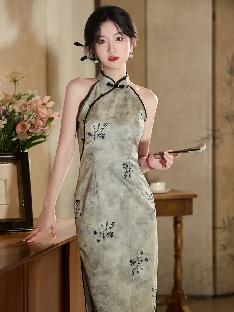 ele-chinese-sle-reformed-qipao-dr-sophistied-ne-hanging-mid-length-skirt-faionable-daily-wear-breathable-poly