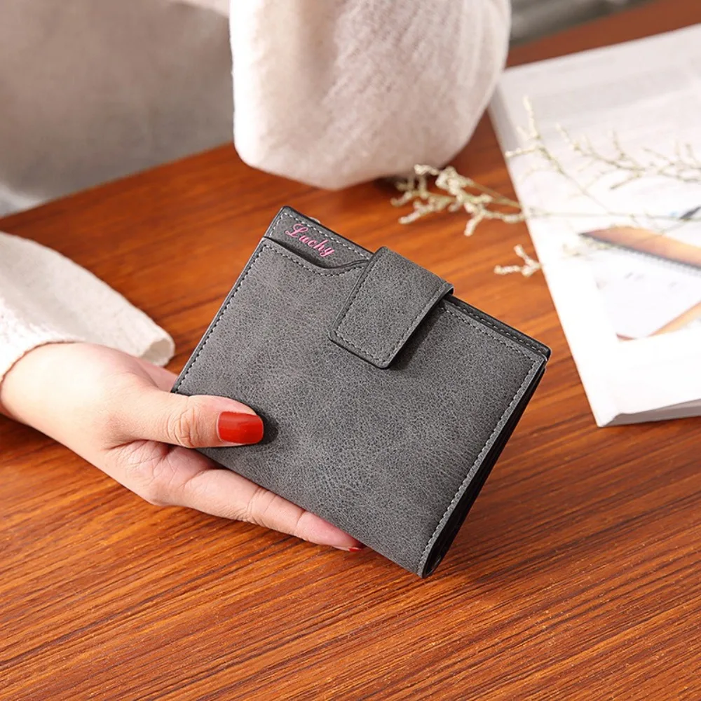 

New PU Leather Short Small Wallets Folding Card Bag Coin Card Holder Money Purse Women