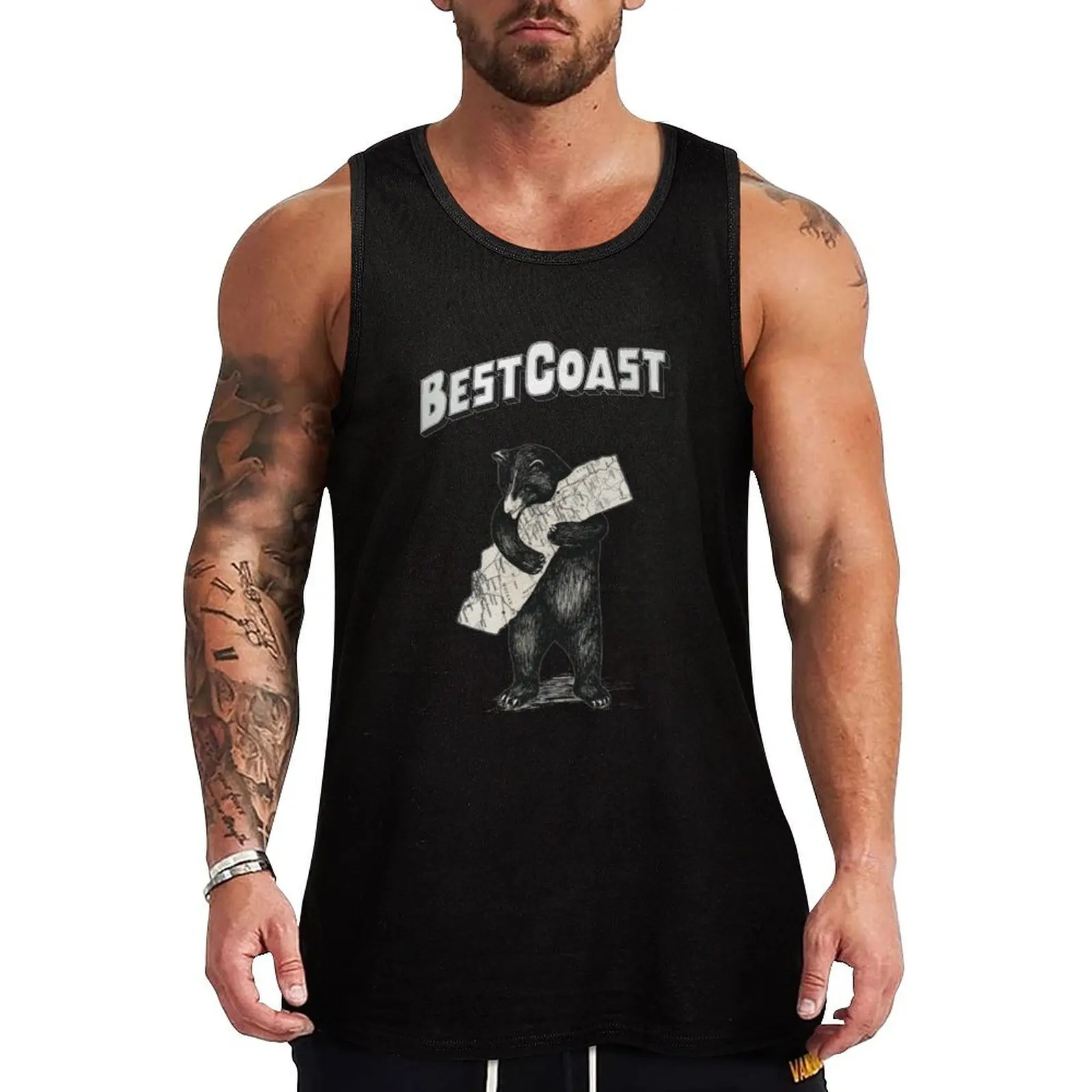 

Best Coast Bear Tank Top Undershirt Tank Top Cotton Basic Sleeveless Shirt