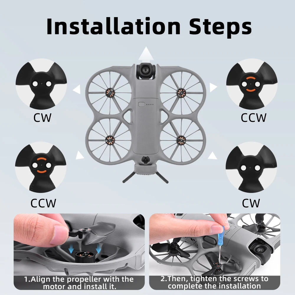 Eliche BRDRC, per accessori DJI NEO 2, design a basso rumore, resistenti all'usura, potenza e stabilità migliorati, parte a sgancio rapido