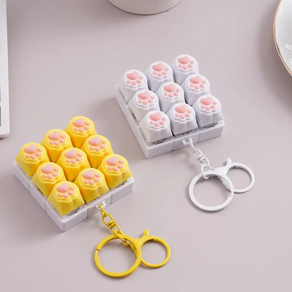 Cat Paw Button Keycap Fidget Keychain