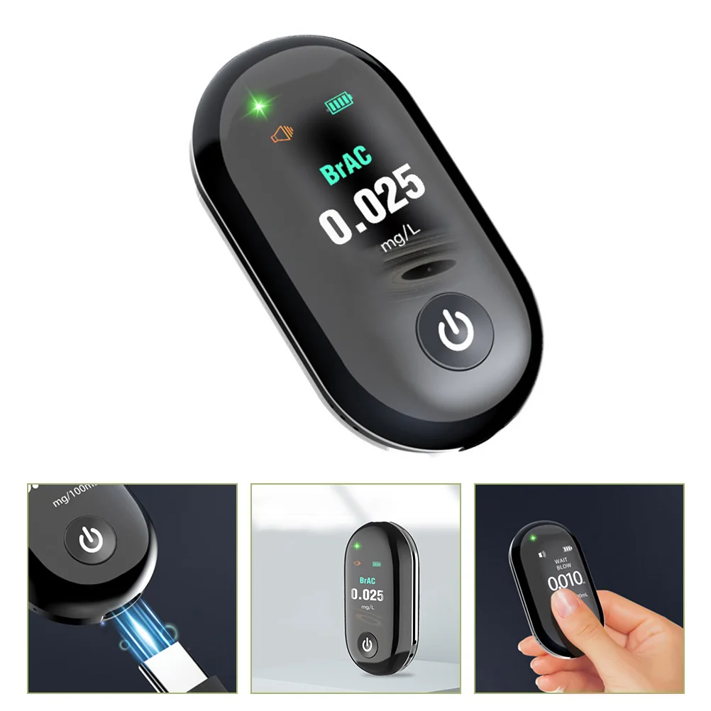 

Portable Alcohol Tester Breath Analyzer High Sensing Chip 300 Times Usage USB C Precise Display No Blowing