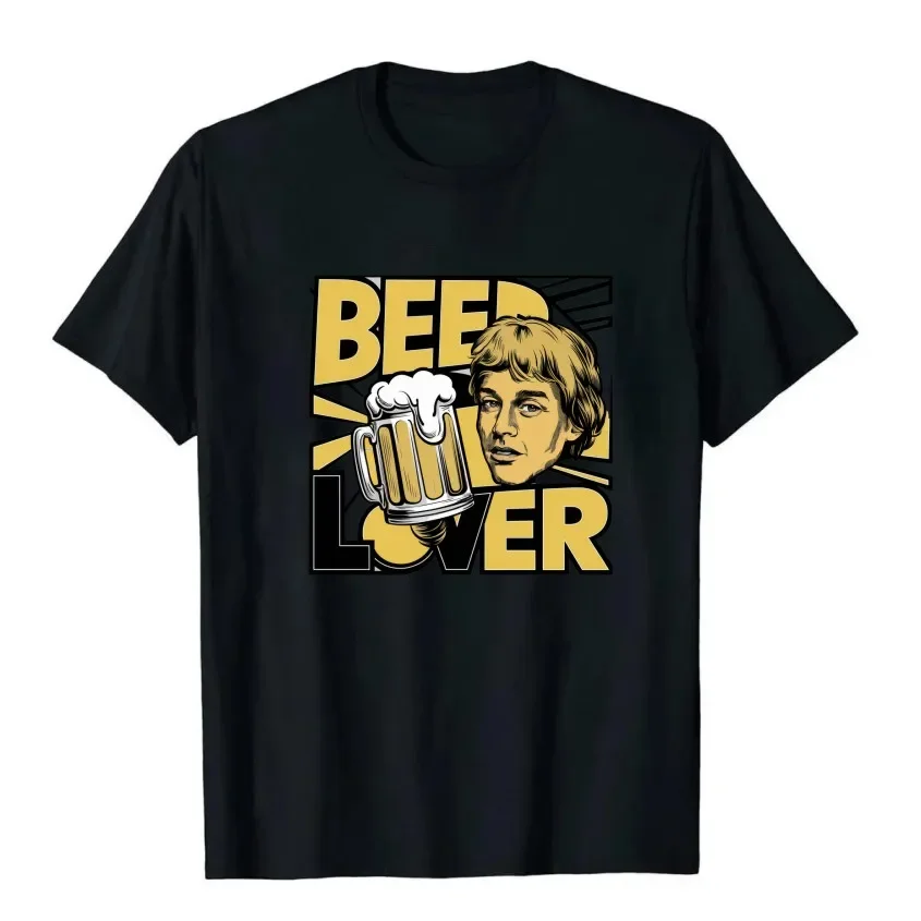 Beer lover Foam beer mug print T-shirt Comfortable breathable cotton crew-neck casual street wear short-sleeved top