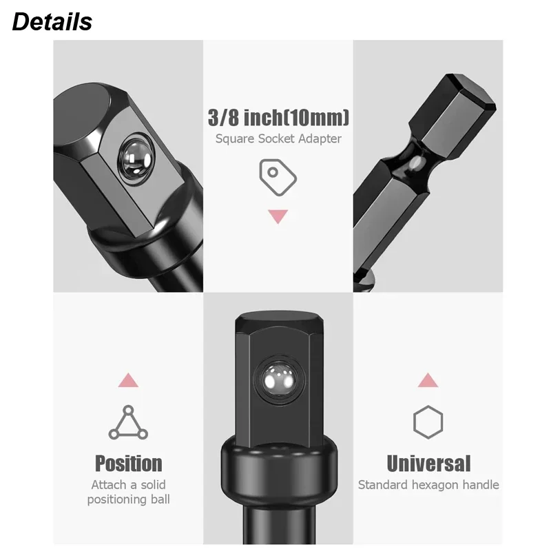 1/4 Inch Hex to Square Impact Driver Adapter Converter Extension Bar for Socket Drill Bit Jewelry Making Tool