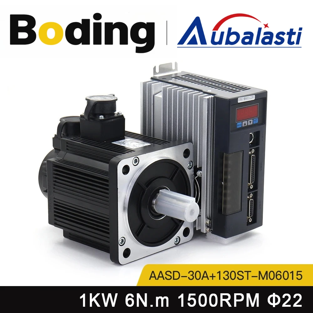 

Aubalasti 1KW AC Servo Motor Kits 130ST-M06015 6N.m 220V 1500RPM Permanent Magnet Match Driver AASD-30A for CNC Engraving
