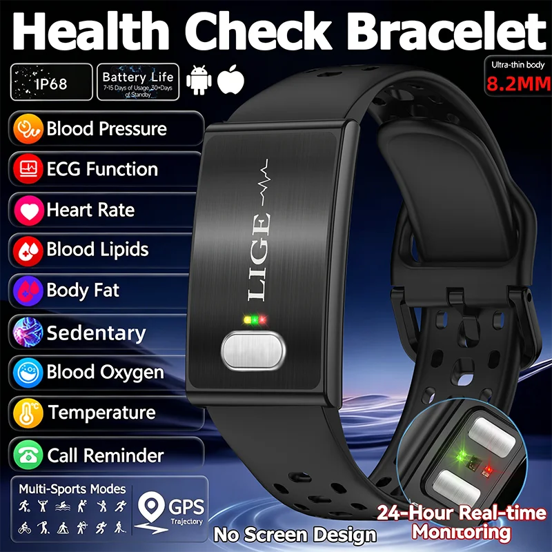 

ECG HRV Monitor Sport Band 2026 New Fitness Tracker Health Smart Bracelet Waterproof Wristband No Screen Smartwatch Women Men