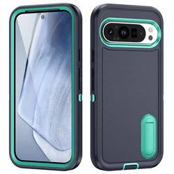 3 in 1 Heavy Duty Hybrid Armor Shockproof Defend Phone Case For Google Pixel 9 Pro XL Hard Plastic Frame Soft TPU Back Cover