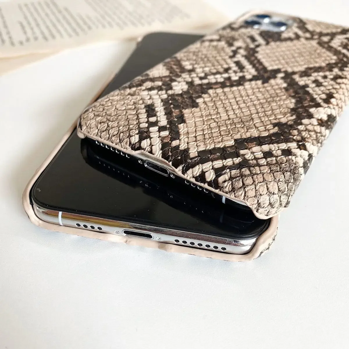 The New Python Skin Pattern Is Suitable for iPhone 15 Phone Case 14 Promax Leather Edge PC13 Pro Anti Drop 12 Protection Cover