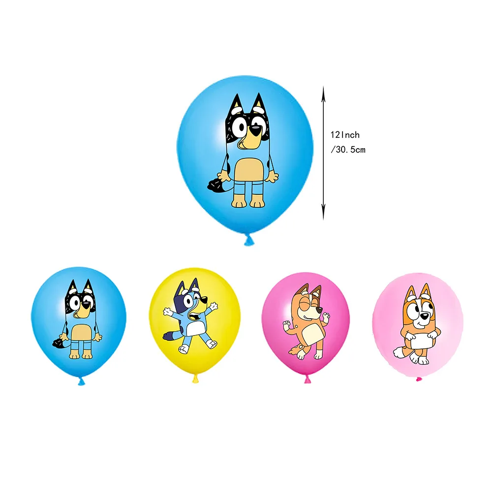 Rosa dos desenhos animados bluey família cão festa de aniversário fornecimento descartável banner bolo topper pendurado bandeira balões conjunto decorações de aniversário