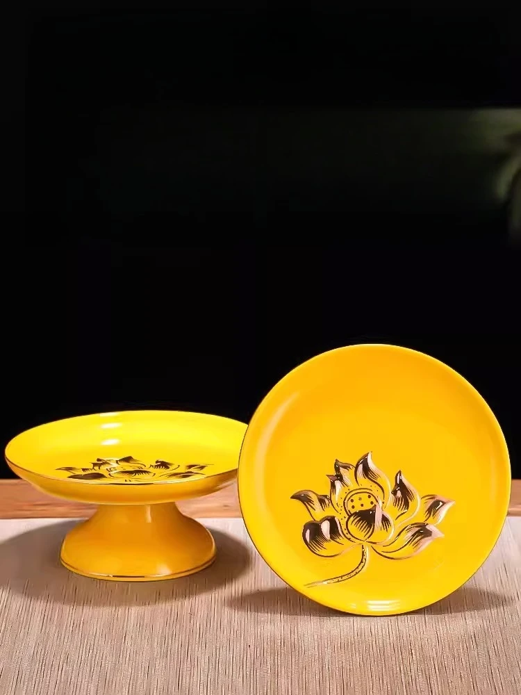 

Cz ceramic lotus offering plate - home use, wealth god offering plate, buddhist offering plate for buddhist altars
