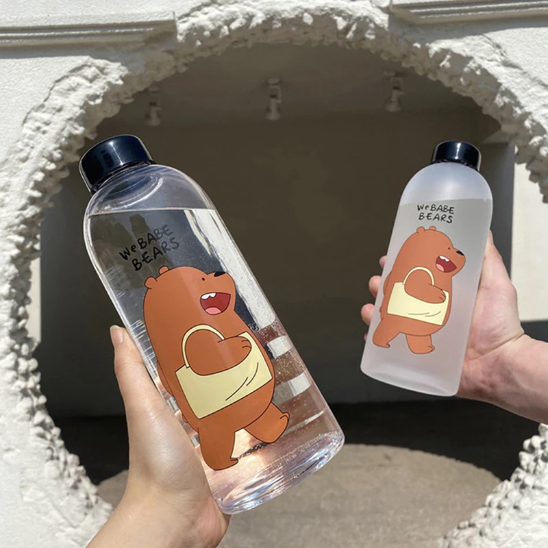 1000ml Water Bottle Panda Cup Transparent Water Bottle Drinkware Cup Leak-proof
