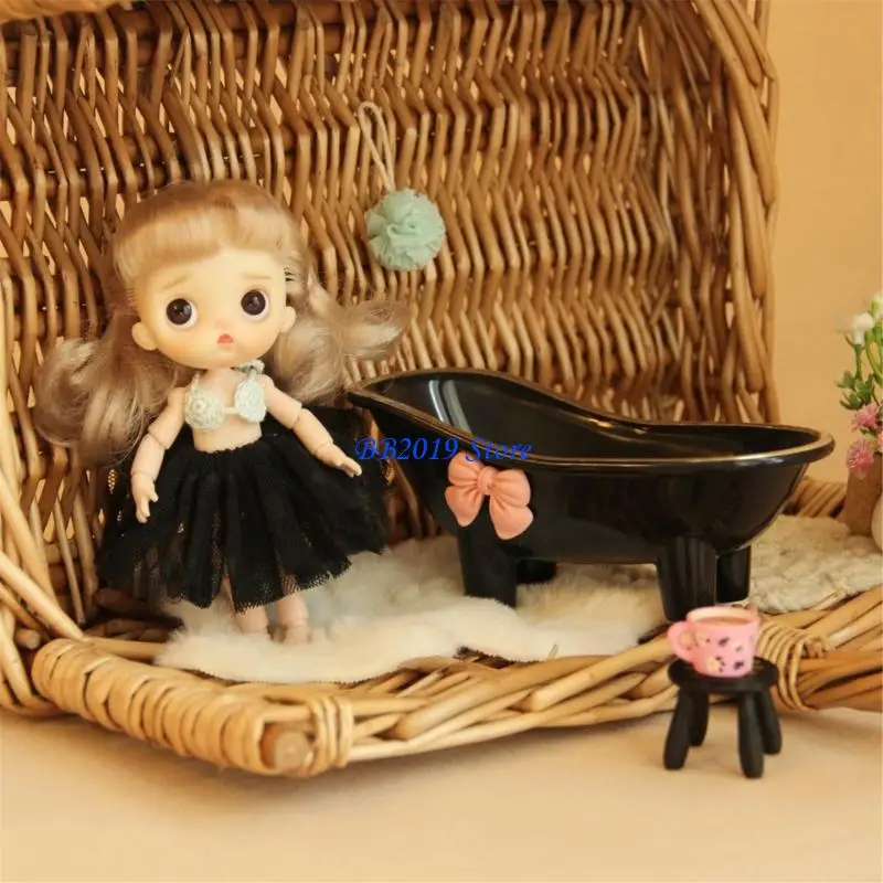 

Q0KB 1/12 миниатюрный коврик для ванной, пуфа для шарового шарнира, аксессуары для кукольного дома, реалистичная игрушка для