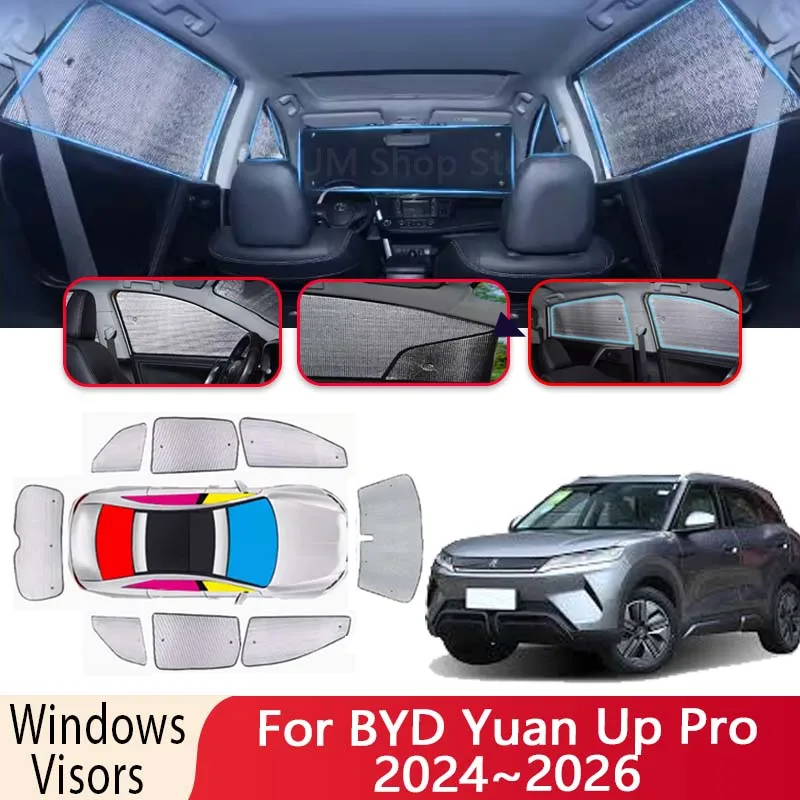 

8x Car Sun Shade For BYD Yuan Up Pro SC3E 2024 2025 2026 Atto 2 Windshield Sunshade Heat Insulation Auto Sun Visor Accessories