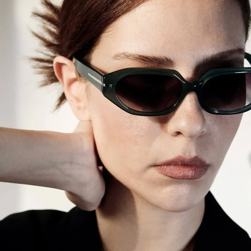 Hiking 1/3pcs Thick Frame Polygon Anti Light Glasses Women C