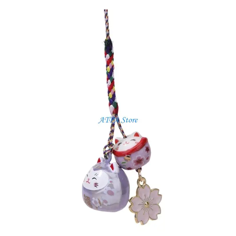 

U13C Car Rearview Mirror Hanging Cats Decoration Maneki Neko Toy Keychain Pendant Perfect Gift For Children And Adults