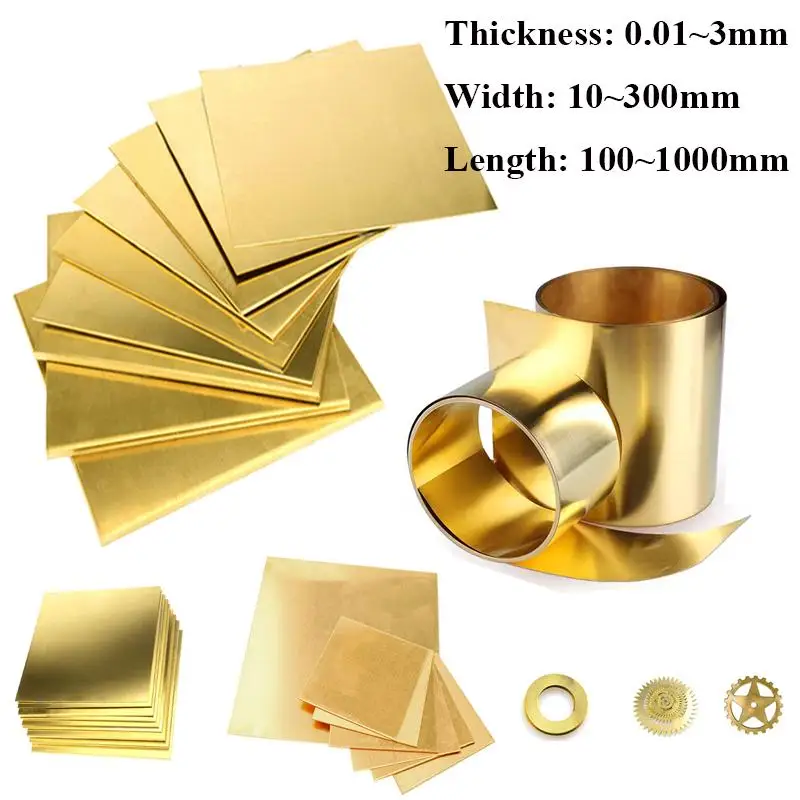 

1pcs Brass Sheet Thickness 0.01mm~3mm Brass Plate Cutting CNC Frame Model Mould DIY Contruction Brass Pad Length 100~1000mm