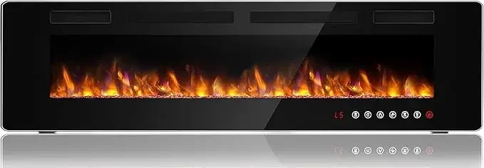 72 inch Ultra-Thin Silence Linear Electric Fireplace, Recessed Wall Mounted Fireplace,12 Adjustable Flame Color & Speed,8h Timer