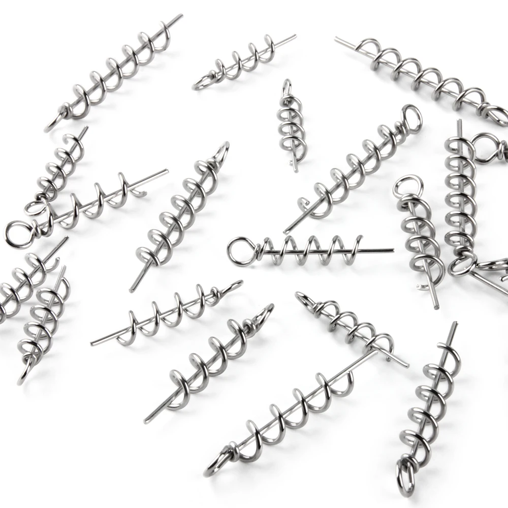 Spinpoler Fishing Bait Corkscrews Soft Lure Twist Lock Pin 3cm 4cm 4.5cm 5cm Strong Stainless Spin Shad Rigs Spring Accessories