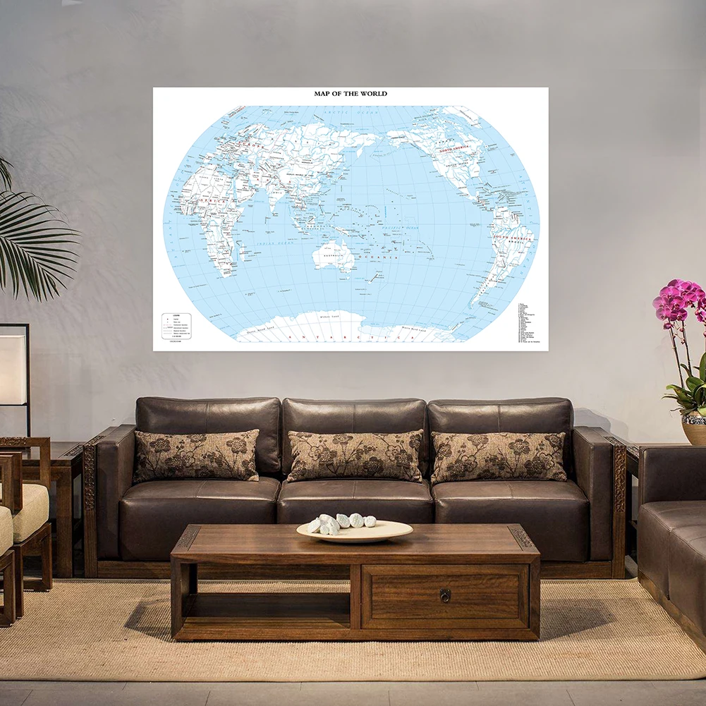 Wall World Map of The World Decoration Hanging Picture Non tessuto per l'insegnamento della ricerca Poster della scuola Decor Poster 150*100cm