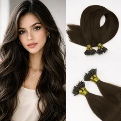 50Pcs Nano Ring Human Hair Extensions Straight Remy Micro Beads Ring Hair Extension 0.5g/0.8g/1g/Strand 12-26Inch Natural Color