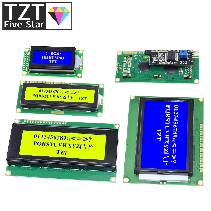 TZT LCD Module For Arduino LCD0802 LCD1602 LCD2004 LCD12864 LCD Character UNO R3 Mega2560 Display PCF8574T IIC I2C Interface