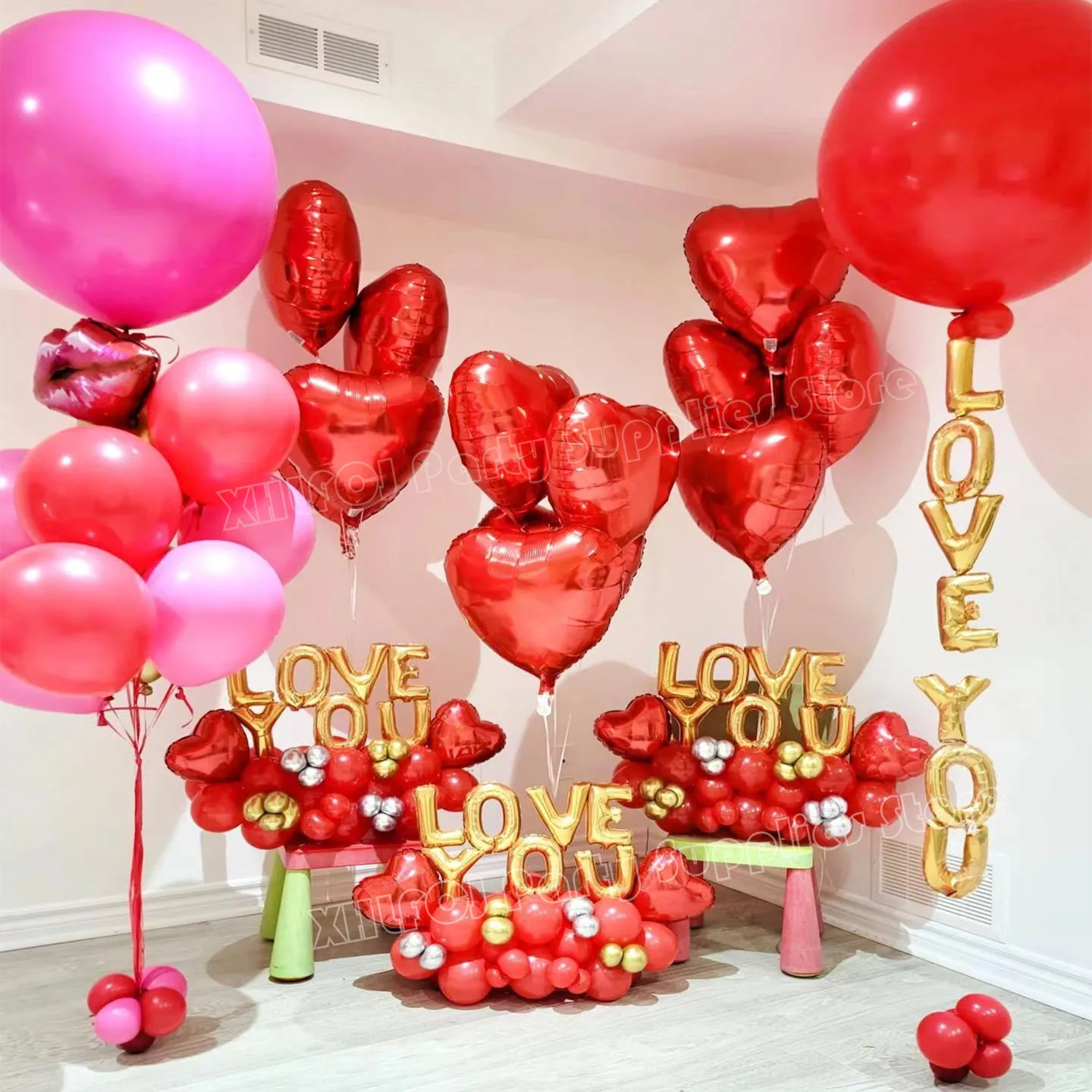 45 stücke Valentinstag Ich liebe dich Brief rotes Herz Luftballons Set, Liebe Luftballons für Hochzeit Geburtstags feier Dekoration, Valentinstag