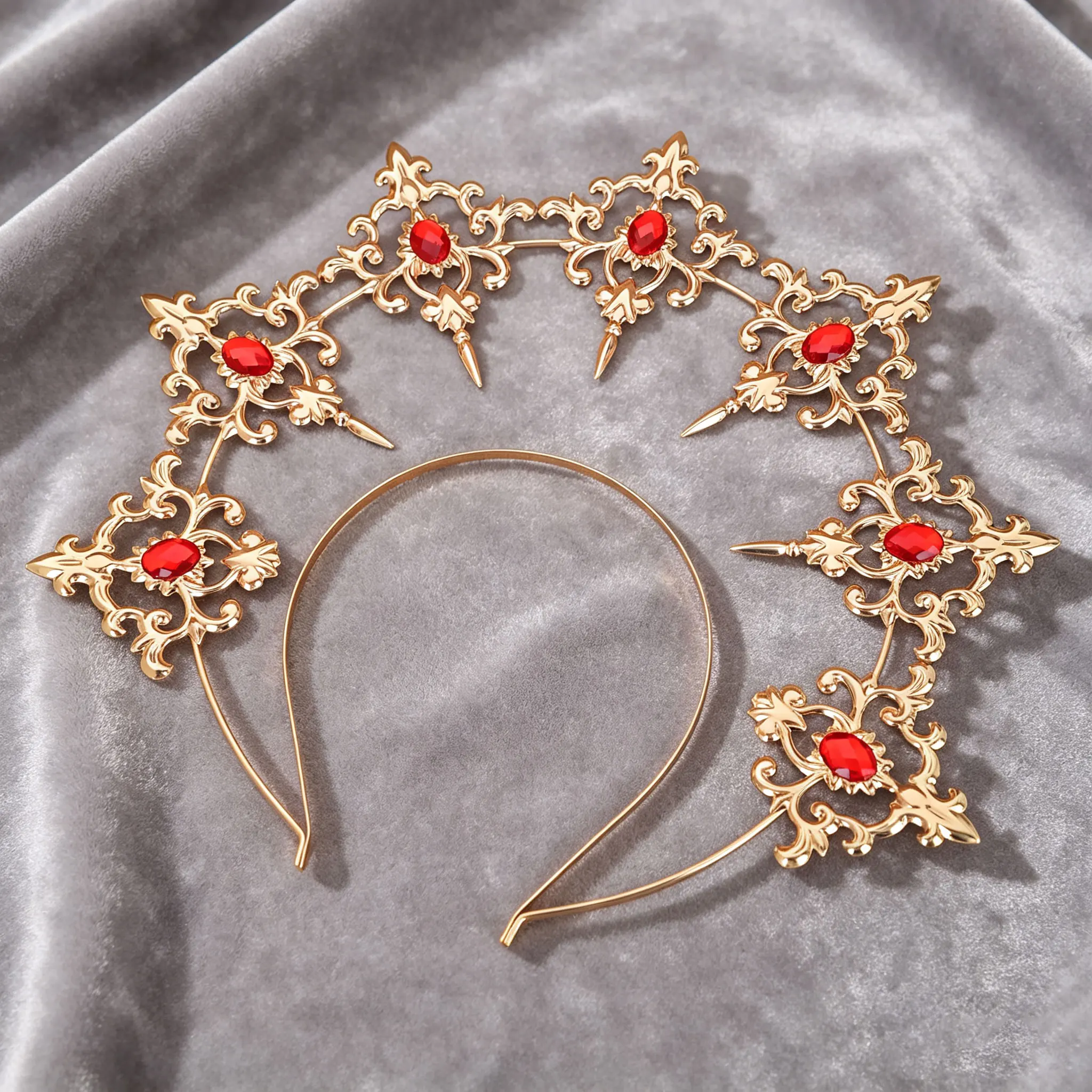 Gotische schwarze Kristall-Halo-Krone für Herren – Königlicher Kopfschmuck im Barock-Stil für Halloween-Cosplay – Detail 12
