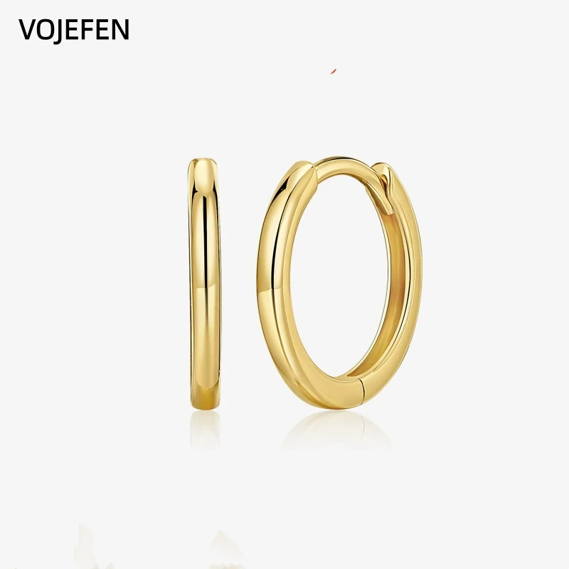 VOJEFEN 18K Gold Hoops Original AU750 Round Earrings Jewelry Luxury Brand Earring High Quality Small Earings Woman Trend Gift