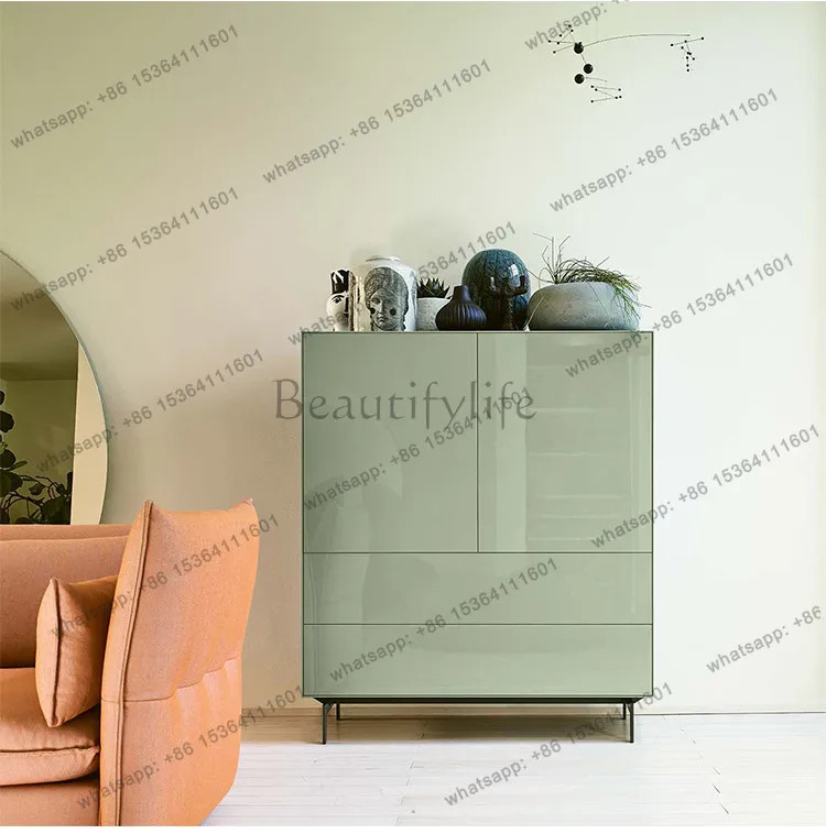 Factory Direct Italian minimalist high-gloss lacquer sideboard, entryway storage cabinet, living room furniture