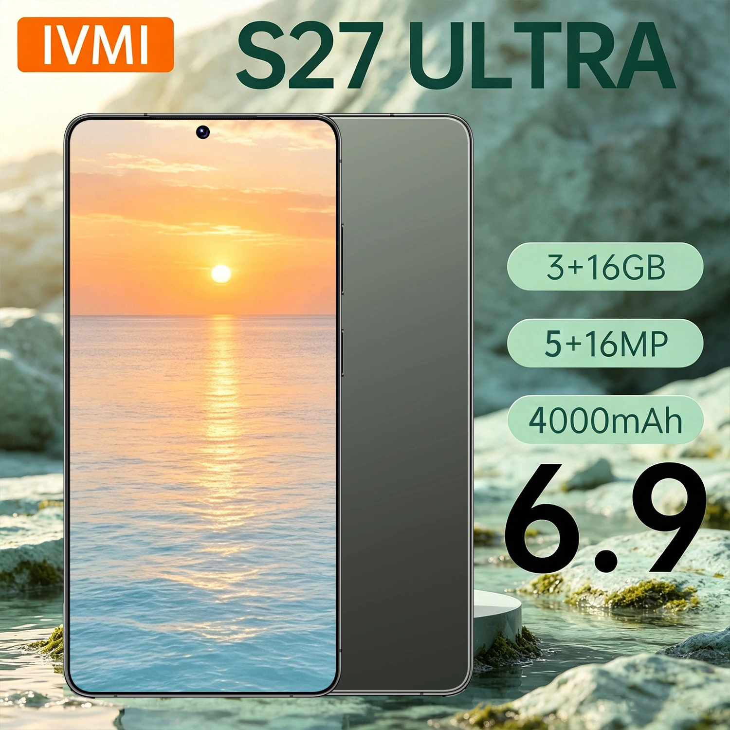 IVMI S27ULTRA Super Unlocked Smartphone Android 10 3GB 16GB Dual Card Dual Standby 4G Global Google Play Economy Mobile Phone