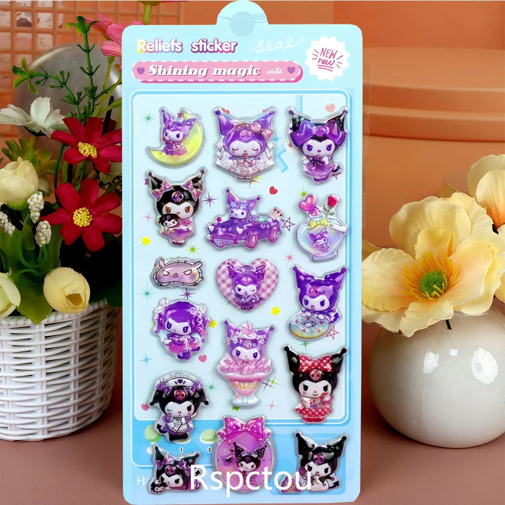 4 قطعة Kawaii الكرتون سانريو ثلاثية الأبعاد فقاعة ملصقات لطيف Kuromi بلدي ميلودي الإغاثة منتفخ ملصق سجل القصاصات الغيتار الهاتف الشارات لعبة هدية