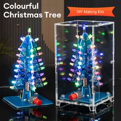 DIY Electronics Kit 3D Christmas Tree Soldering Practice Electronic Science Assembly Kit 3 Color/7 Color Flashing LED PCB