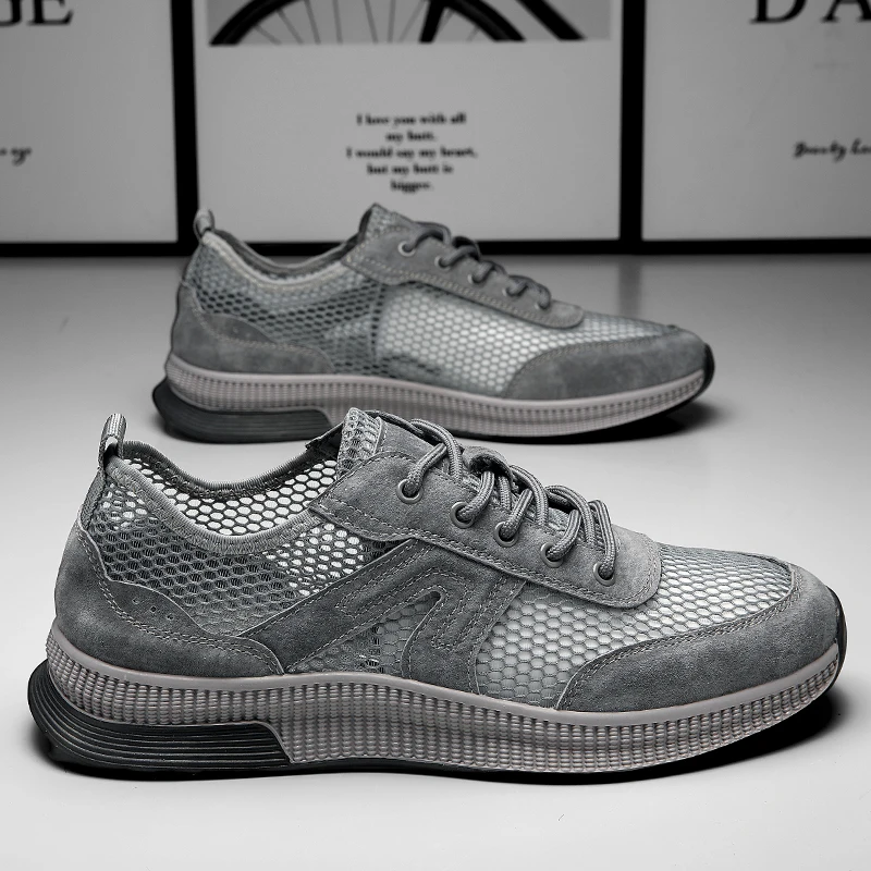 

Men's Summer Breathable Thin Hollow-Out Large Mesh Shoes Dad's Sports Casual Shoes Soft-Soled Walking Shoes