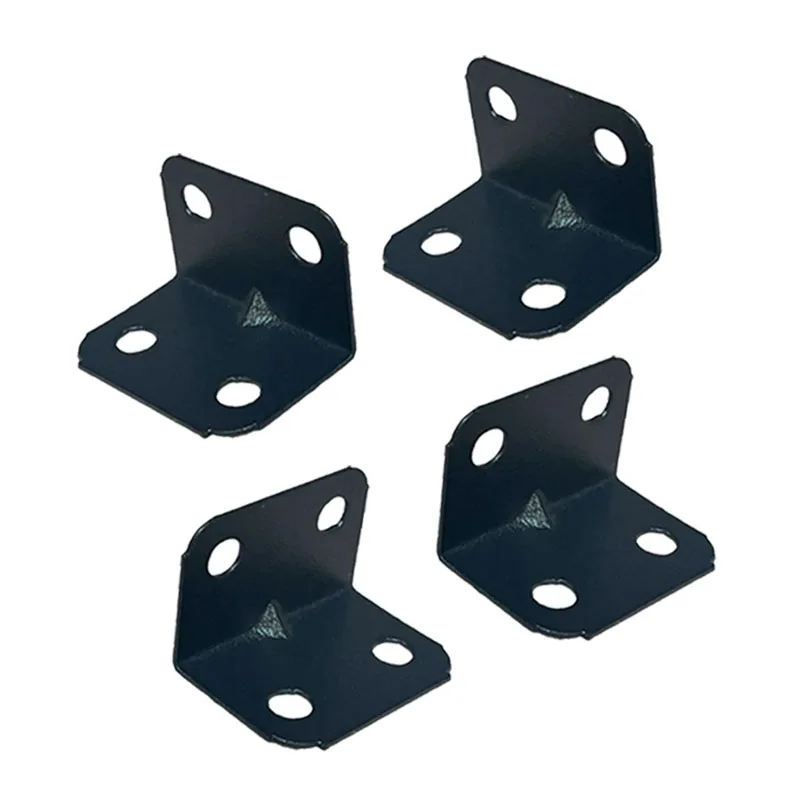 black metal corner codes, 90 degree fasteners, L-shaped brackets, tables, wardrobes, chairs, furniture cabinet corners