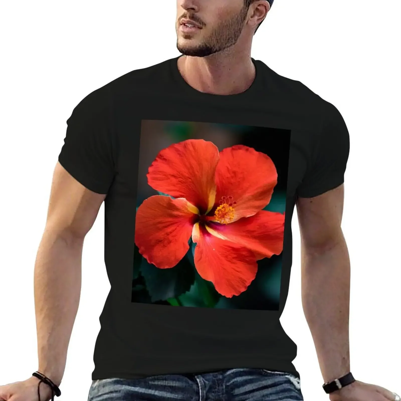 Red Hibiscus Flower T-Shirt graphic shirts boys whites vintage clothes mens graphic t-shirts funny