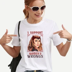 I Support Women's Wrongs Wanda Maximoff T Shirt Gift for Men Women Tee Shirt Short Sleeve Tshirt Superhero Tops Graphic T Shirts