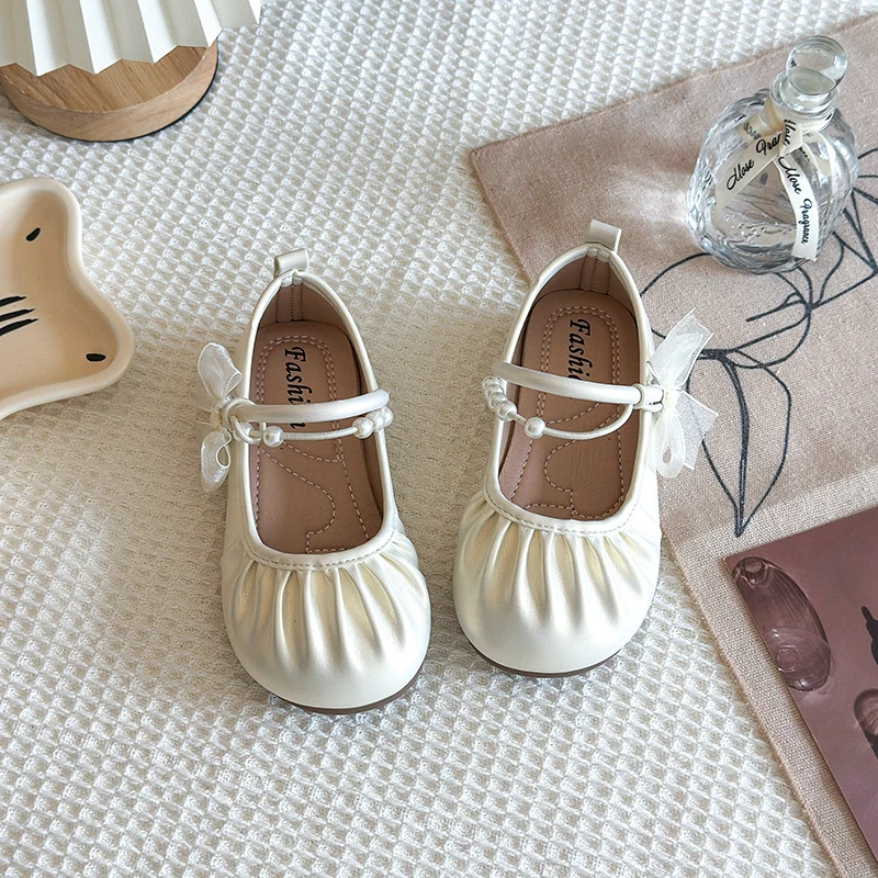 

2025 Children Leather Shoes for Girls Autumn New Fashion Korean Style Soft Bottom Anti-slippery Versatile Princess Dress Shoes